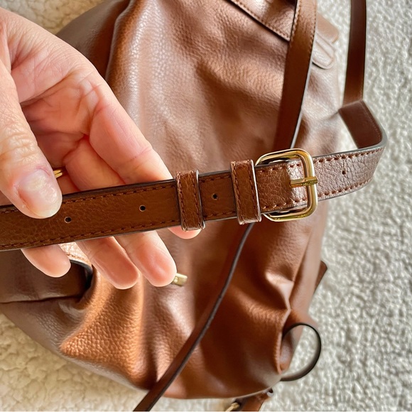 ALDO Drawstring Brown Backpack Adjustable Straps Snap Flap Closure - Picture 14 of 16